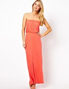 Maxi robe longue corail sur asos.com
